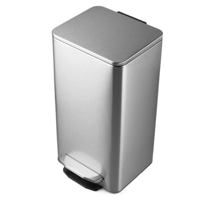 TOMYEUS Abfallbehälter 1 5l/21l Küchenmüll können Haushaltsmüll aus rostfreiem Stahl for Bar Restaurant erhältlich, Silber/Schwarz Mülleimer (Color : Silver, Size : Medium)