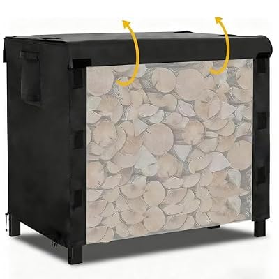 600D Oxford Firewood Rack Cover, Fabric Heavy-Duty Waterproof Wood Rack Cover for Firewood,Weather Protection PVC Coating for Outdoor Indoor,Black,6FT