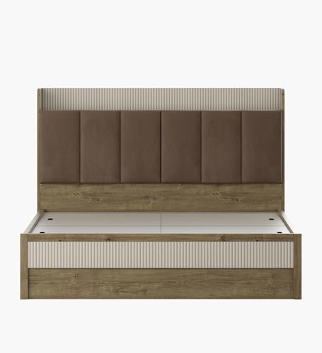 Image of Spacewood Gloria Bed | Queen Size (78 X 60) Engineered Wood Bed with Box Storage| 3 Year Warranty | Modern Design | Sebastain Oak