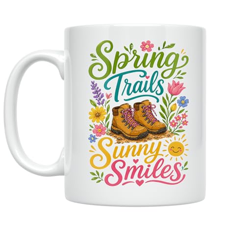 Hiking Enthusiast Coffee Mug - Spring Trails Sunny Smiles -
