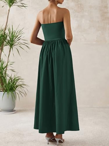 Image of PRETTYGARDEN Women 2026 Summer Elegant Strapless Maxi Dress Tube Top Dress A Line Flowy Long Wedding Party Cocktail Dresses
