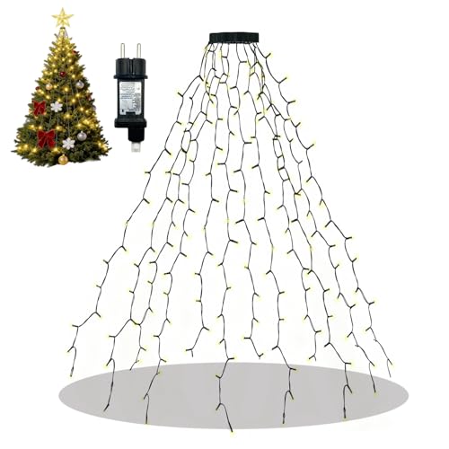 Opard Lichterkette Weihnachtsbaum 360 LEDs 12×3 m, LED Weihnachtsbaumbeleuchtung mit Ring, Christbaumbeleuchtung Innen, Lichterkette Tannenbaum Warmweiß, für Innen & Außen