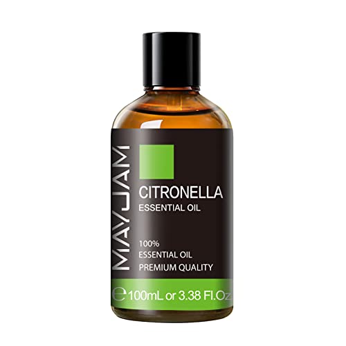 Citronella Essential Oil, Mayjam Premium Pure Essential Oils, 3.38Fl.oz Large Volume For Soap Candle Making, Diffuser, Bedroom, Living Room, Office #TOP1