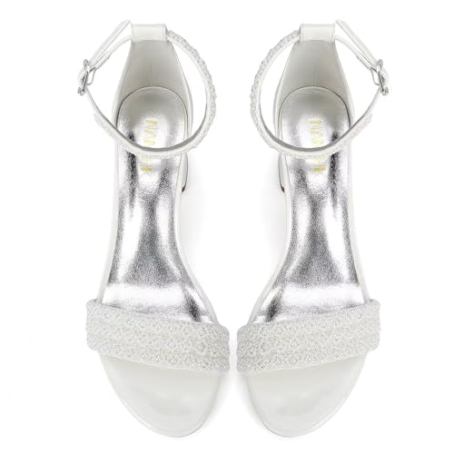 Low Block Heel Wedding Shoes for Bride Open Toe Bridal Shoes Wedding Heeled Sandals2