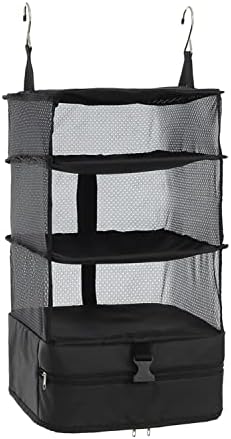 Elezay Travel Garment Packing Luggage Organizer Collapsible Compartment Hanging Closet for Wardrobe Carry On Roller Bag Suitcase Black, Large