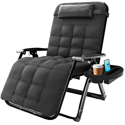 Oversized Zero Gravity Chair With Cushion - XL Folding Recliner For Patio, Pool, Or Camping