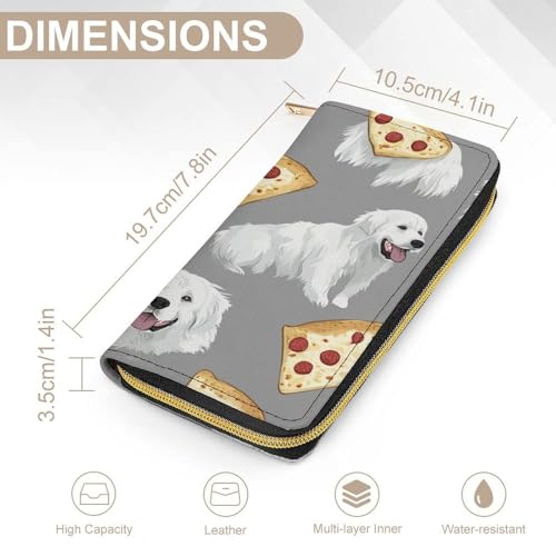 Fashion Wallets for Outdoor Essential, Wallet with ID Holder, Lightweight Great Pyrenees Pizza Wallet for Men Women2