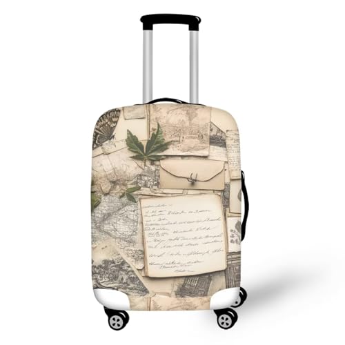 FOR U DESIGNS Vintage Postcard Stretchable Luggage Sleeves for Suitcases Carry on Luggage Cover Protector Scratch Resistant Foldable Protector Fits 29-32 Inch