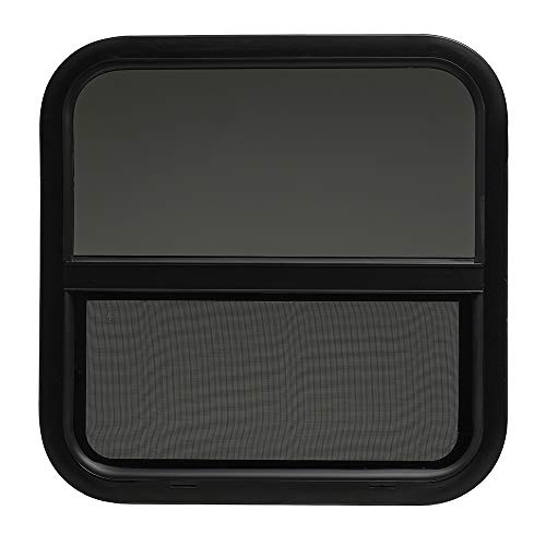 ToughGrade Vertical Sliding Black RV Window 22 X 22 X 1 1 2 Includes Mounting Ring and Bottom Screen