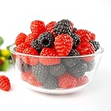 Hiawbon 30 Pcs Artificial Raspberry Fake Raspberry Simulation Plastic Fruit Model for Home Party Festival Window Shopping Mall Display
