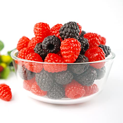 Hiawbon 30 Pcs Artificial Raspberry Fake Raspberry Simulation Plastic Fruit Model for Home Party Festival Window Shopping Mall Display