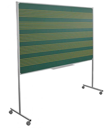 Alapizarra | Pizarra Verde Pentagrama Móvil | 150cm x 122cm | Educativo, Musical | Pizarra pautas musicales para tizas con ruedas.