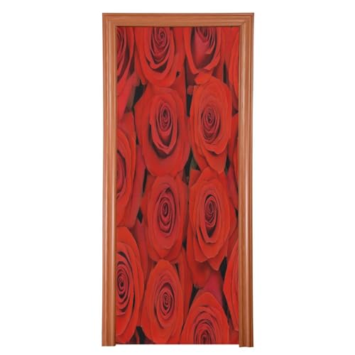 FLildon Beautiful Red Rose Valentine's Day Door Cover Decoration, Party Accessory Porch Decor for Festive Ornament Room Door Covers 36 x 98 Inch