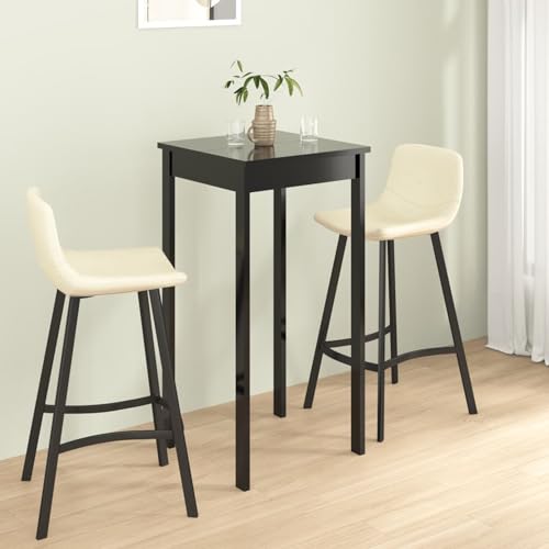 Homgoday MDF Stehtisch mit Kiefernholzbeinen, schwarz, 55 x 55 x 107 cm, ideal für kleine Wohnungen Bar-Thekenmöbel Model240379