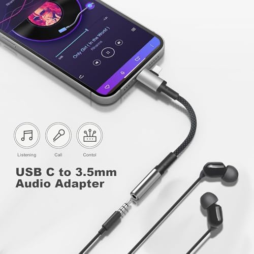 Image of Wefly USB C Headphone Adapter, 2 in 1 Type C to 3.5 mm Jack AUX Compatible with 1Ph /one 16 Pro Max /15 Pro Max, Sam /Sung S24 /S23 Ultra, IP /ad Pro, Pi.xel (2 in 1 Type C to 3.5 mm)