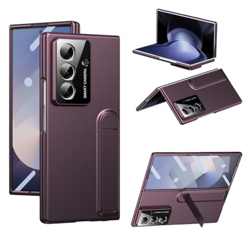Image of amazon basics for Samsung Galaxy Z Fold 6 Case with Kickstand, [Compatible with Magsafe], Integrated Hinge Protection, Slim Fit Back Cover - Purple