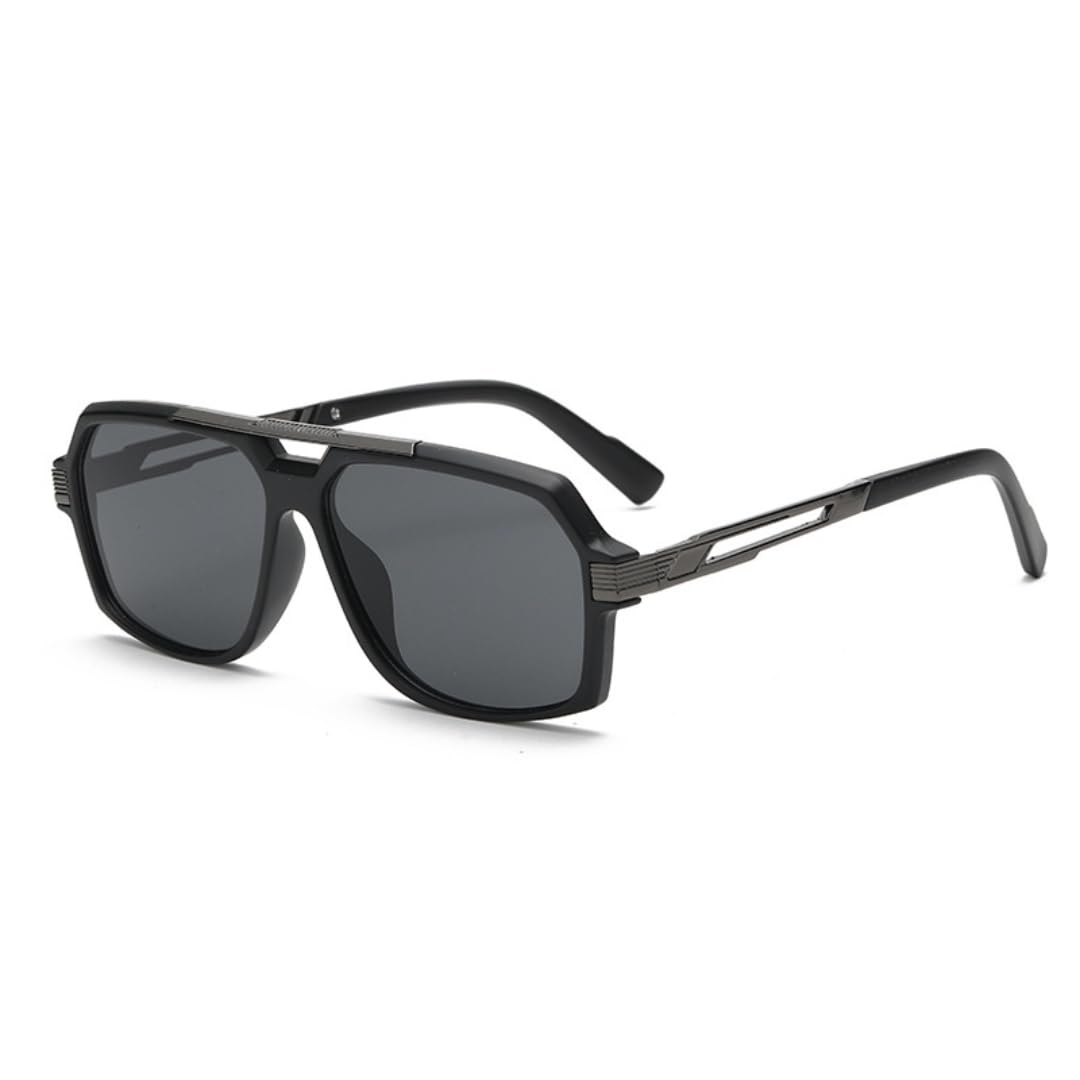 Occhiali da sole quadrati a doppia lente stile retrò con montatura grande per uomo e donna con protezione UV400.