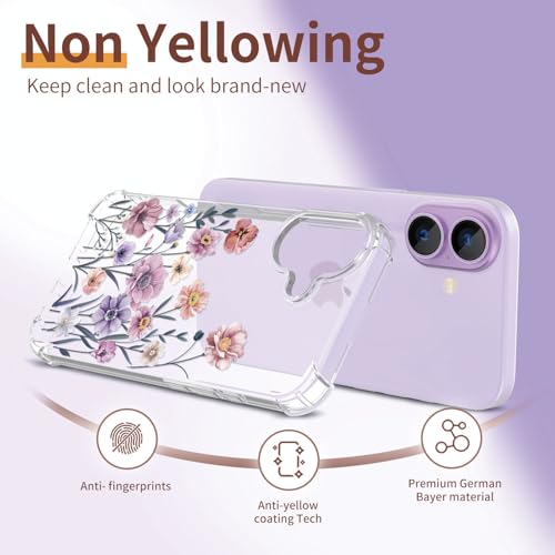 ilnehc for iPhone 17 Case,[3 in 1] with Screen Protector & Camera Lens Protector, Flower Pattern Design,Clear Soft Shockproof Slim Floral Phone Cover for Women Girls 2025 6.3" (Floratopia/Colorful) by ilnehc - Used condition - Image 5