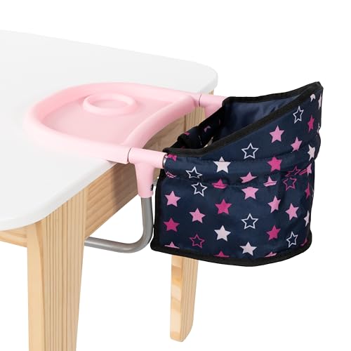 Bayer Design: Doll Table Seat - Navy-Hot Pink-Stars - Attaches to Table, Dining Tray, Feeding Toy, Foldable, Accessory for Dolls Up to 18\", Kids 3+ - Thumbnail 3