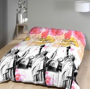 Mortreux Couette tempérée imprimée New York Colors - 1 Personne 140 x 200 - Mi Saison