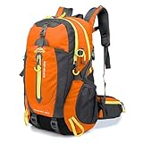 Mochila de viagem 40L resistente à água para caminhada no acampamento laptop mochila de caminhada trekking e bolsas para escalar costas para homens e mulheres (Laranja)