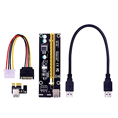 ezqnirk 1pcs VER006S PCI-E Riser Card 60CM 100CM USB 3.0 Cable PCIE 1X to 16X Extension Adapter SATA 4Pin Power,0.3M
