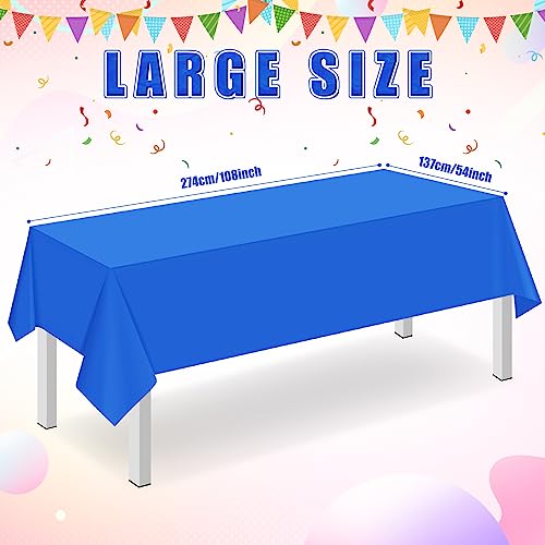 Image of 32 Pack Blue Plastic Tablecloth for Rectangle Tables, Premium Decorative Royal Blue Disposable Table Cloths for Parties, Rectangle Party Table Cover for Birthday, Wedding, Anniversary, 54 x 108 Inch
