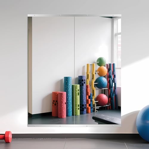 Image of Ruomeng Home Gym Mirror, 55''x24''x2PCS Full Length, Large Frameless Body Mirror Tempered Glass for Gym, Workout, Yoga, Garage, Dance Studio