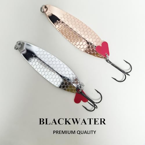 Copper Silver Fishing Spoon Lure Brass Spinner Salmon Trout Pike Pollock Bass Sea Fishing Freshwater Mackarel Rig Boat River Shiny Long Cast Casting Large Heavy Trebble Hook (BRASS AND SILVER 24 GRAM) - Image 5