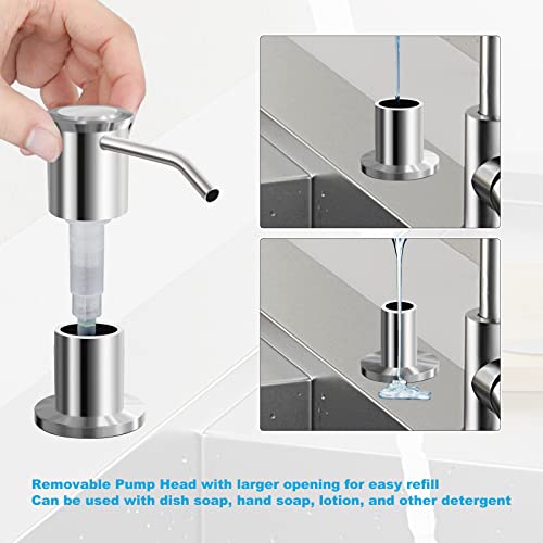 Delta Faucet Dispenser For Kitchen Sink With 304 Stainless Steel Pump Head, Fit 1’’-3'' Thick Countertop, Built In Soap Pump With Continuous Extension Tube & Large Capacity Bottle In Brushed Nickel #TOP2
