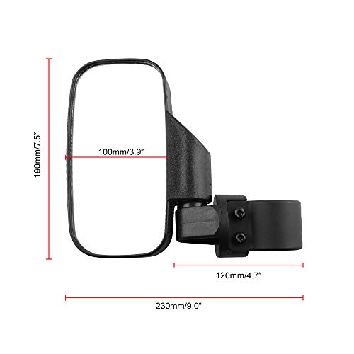 MKING UTV All Terrain Off-road Vehicle Motorcycle Refitted Rear-view Mirror, Wide Field of View Mirror, Applicable to Any UTV with 1.75\"or 2\" Round Pipe Roll Cage - Thumbnail 7