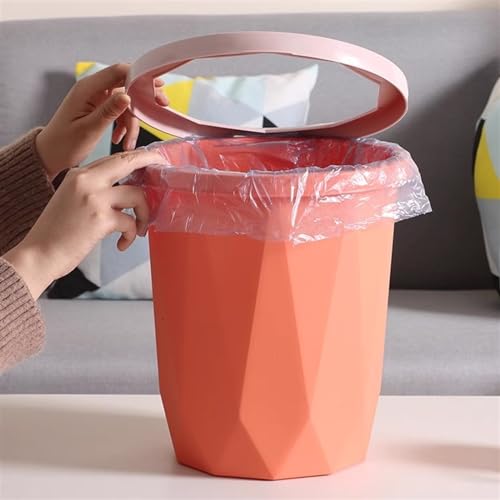 Caneca de basura redonda de plástico, 16 L, color rosa miniatura 5