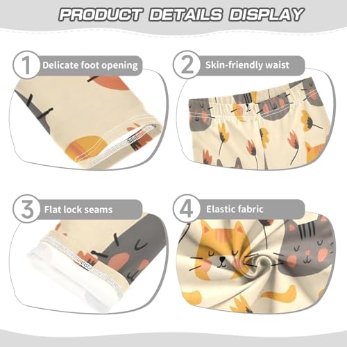 Toddler Girls Leggings Printed Yoga Pants Leggings Cats Flowers for Kids3