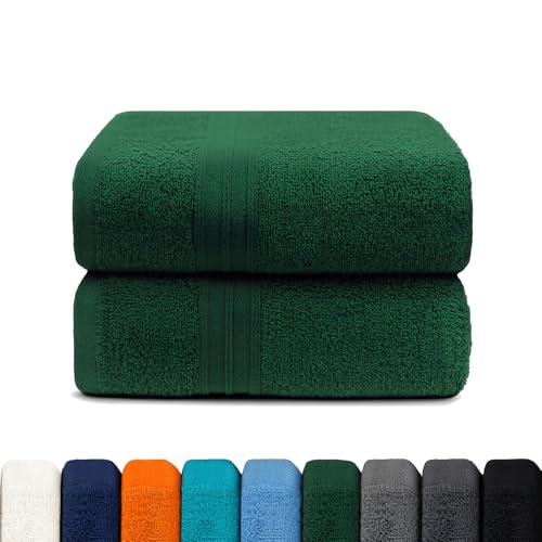 CELESTA Badetuch 2er-Set, 70x140 cm - 100% Baumwolle, Saugstark & Weich - Hochwertiges Duschhandtuch - Oeko-TEX Zertifiziert - Grün Grün 2er Pack Du