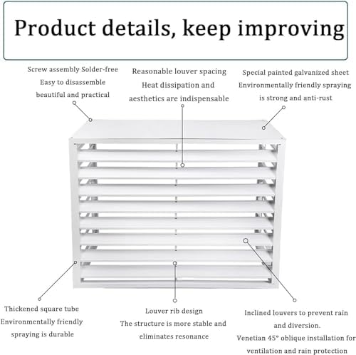 Outdoor Privacy Screen Fence & AC Cover, Weather-Resistant Anti-Theft Aluminum Condenser Protector, 110x80x60 cm, 4-Sided White Alloy Shield, Ideal for Gardens & Patios