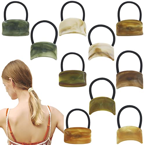 10 Pcs Acrylic Cuff Hair Ties Elastics Ponytail Holders Hair Bands Ropes French Elastic Rubber Band Hair Cuff Wrap Ponytail Accessories For Women Girl #TOP24