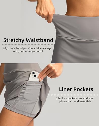 Image of SANTINY Women's Golf Skirts Skorts High Waisted Tennis Skirt Athletic Workout Casual Skorts for Woman with Short Pockets