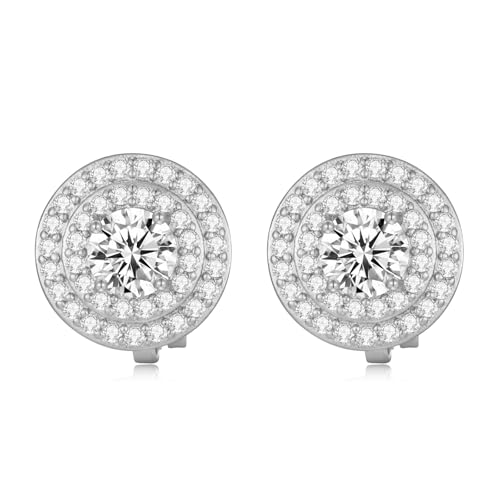 Gold/Silver Cubic Zirconia Clip on Earrings for Women Round Crystal Clip Earrings Non Pierced Earrings