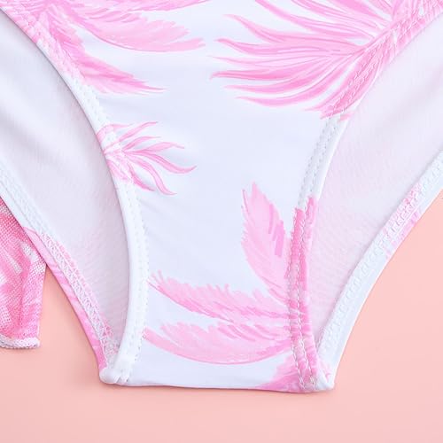 Girls 4 Piece 𝐇awaiian Tankini Sets Floral Bikini Swimwear & Sun 𝐏rotection Cover Up Crop Top & Pants Swimsuit4