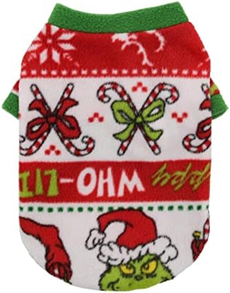 tinysiry Pet Sweatshirt, Soft Warm Fashion Christmas Element Pattern Dog Costumes, Cat Clothes for Christmas and Party Red White S