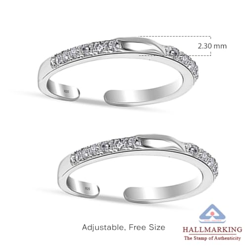 Image of TRUESILVER ACPL 925 Sterling Silver Toe Rings for Women (Adjustable) BIS Hallmarked Minimalist Classic Wave Ball Roman Multi-Design Toering Set | Elegant Foot Jewelry | Gift for Mom, Anniversary