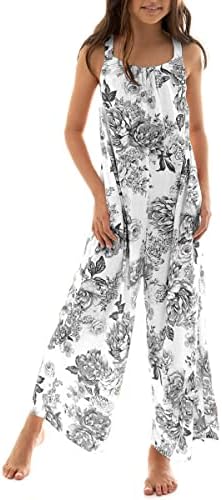 rrhss Girls Floral Backless Maxi Jumpsuit Teen Wide Leg Rompers Kids Summer Casual Boho Overalls Pants