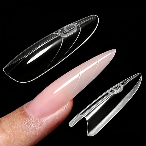ZenithAura Original Sandwich Nagelform Dual Form 240 piezas Mandel Redondeles Uñas Formas Con Líneas Guia 15 Tamaños Plantillas De Uñas Superior E Inferior Para Builder G