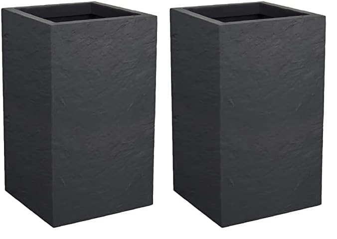 EDA - Pot Carré Haut Volcania'Up 36 L - Décor Imitation Pierre - Simple Paroi - Zone de...
