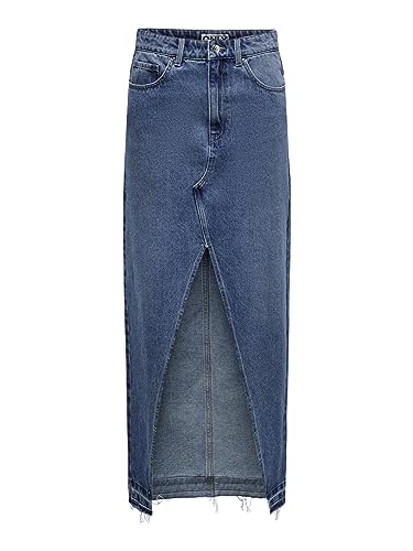 ONLY Falda Vaquera Larga Mujer, Medio De Mezclilla Azul, S