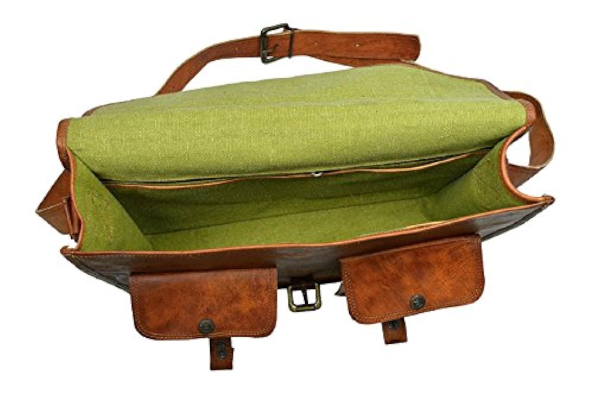15 Inch Genuine Leather Laptop Office Messenger Bag, Brown