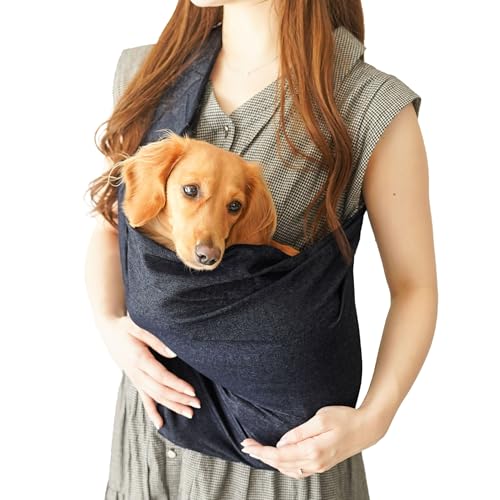 【獣医師監修】 いぬのくらし ペットスリング 抱っこ紐 犬用 スリング ペット 犬 バッグ キャリーバッグ ポケット付き 10キロまで対応 (デニム, M)