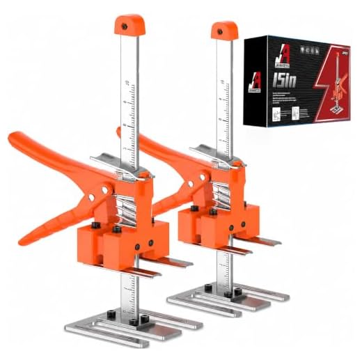 JANNIRESS 2 Pack Labor Saving Arm Jack, 15" Handheld Furniture Lifter Tool & Height Adjuster, 400lbs Heavy Duty Wall Tile & Cabinet Jack Yellow/White