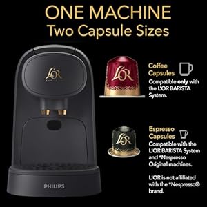 L'OR Barista System Coffee and Espresso Machine Combo with Frother, Matte Black LOR Barista System Coffee and Espresso Machine Combo with Frother Matte Black