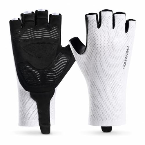 Image of Men's Summer Half-Finger Cycling Gloves Anti-Slip Shock-Absorbing Breathable Touchscreen Road Bike Gloves M White